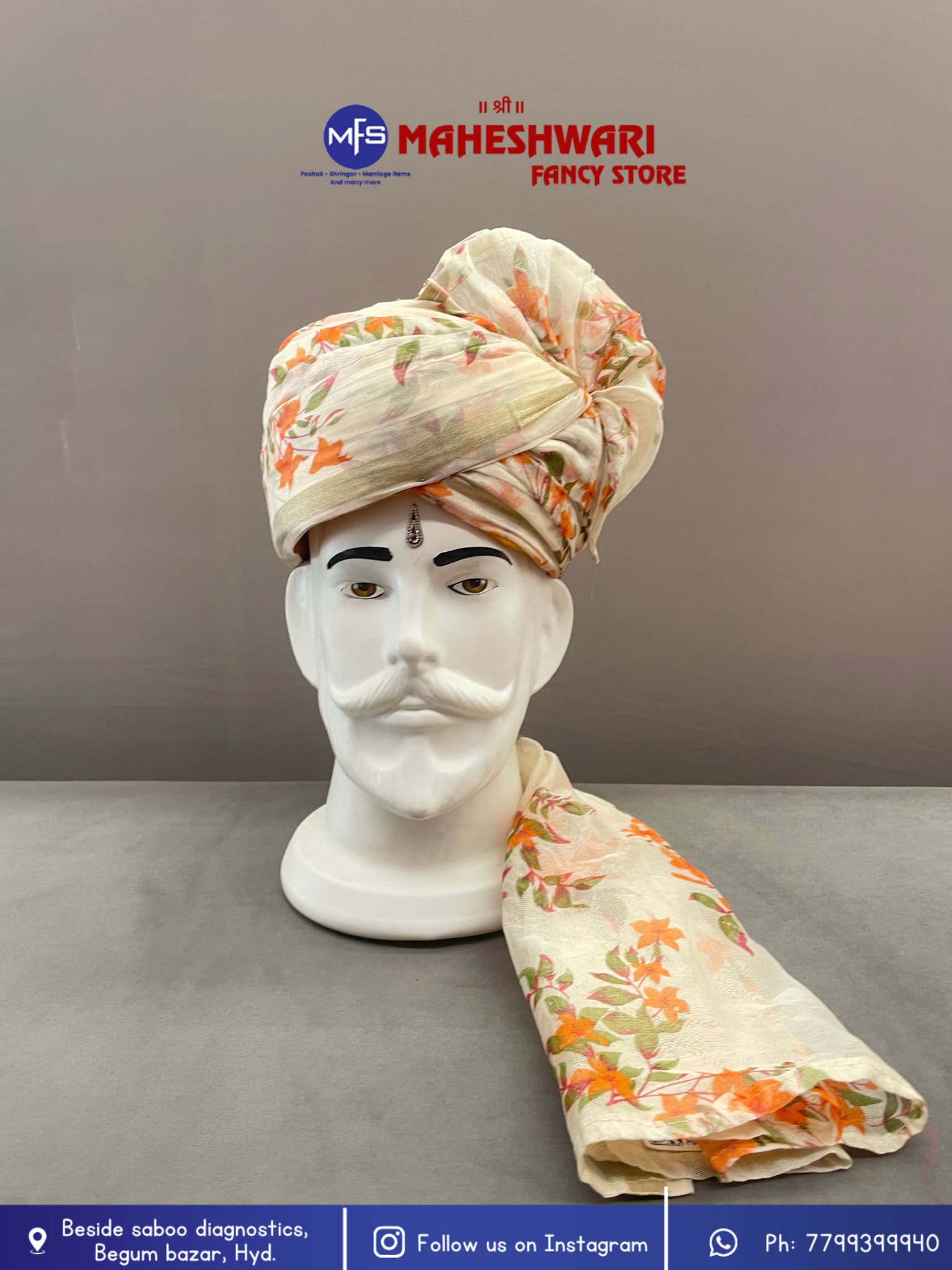 Tissue White Flower Barati Pagdi